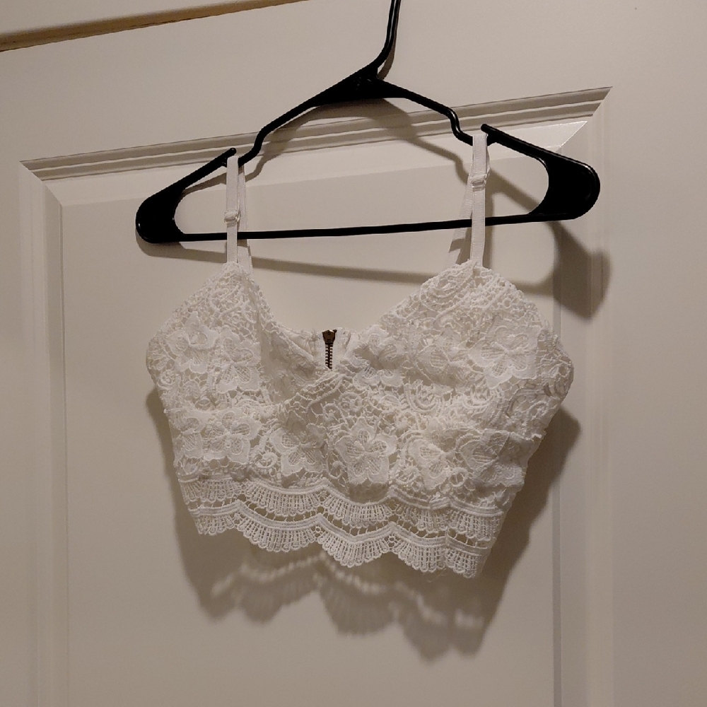 Choies White Lace Crop Top
